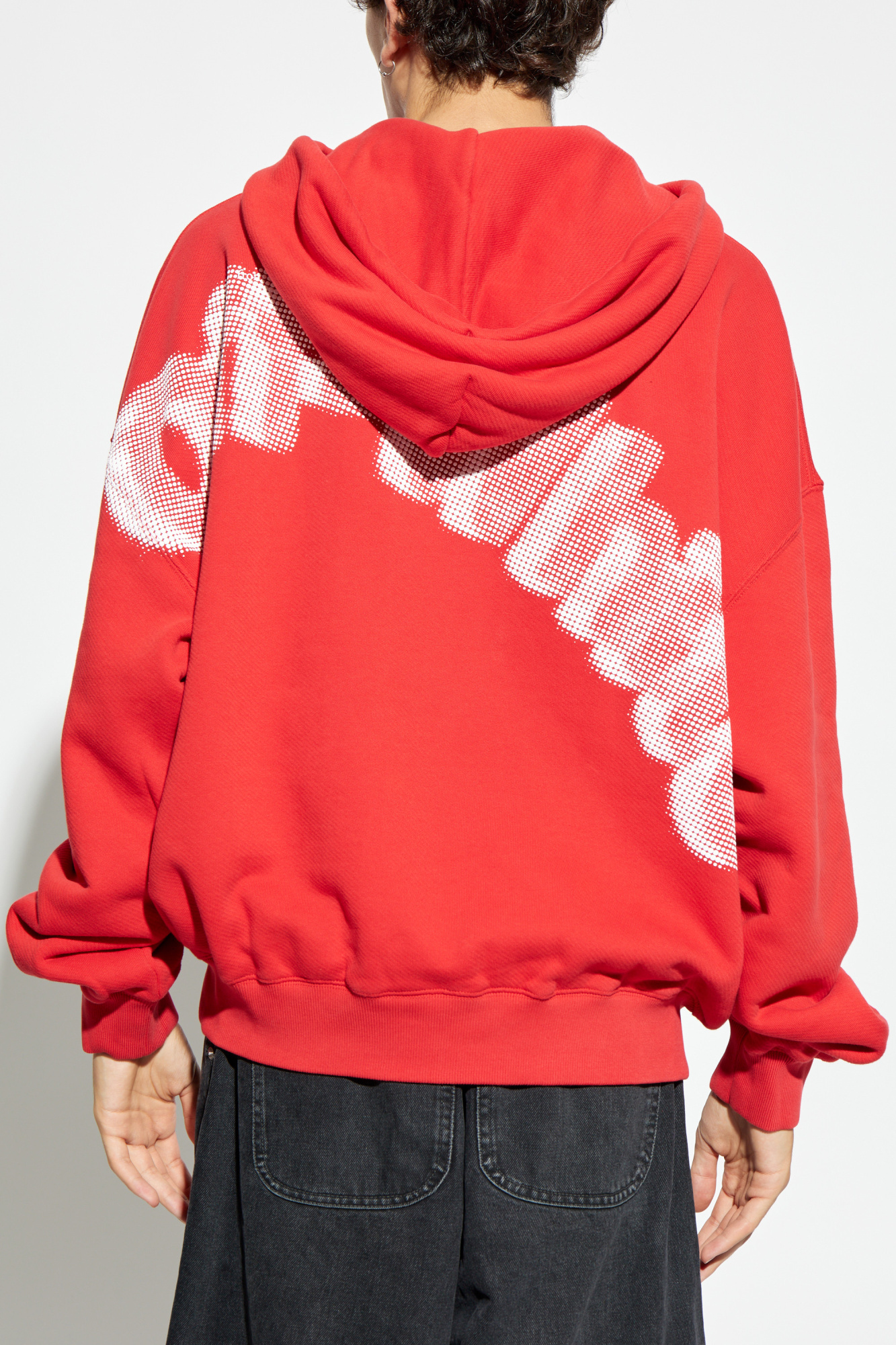 Off white red hoodie on sale